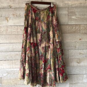 Colorful Full Floral Paisley Cotton Batik style maxi Skirt